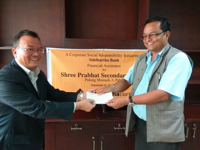 Financial Assistance to Shree Prabhat Secondary School